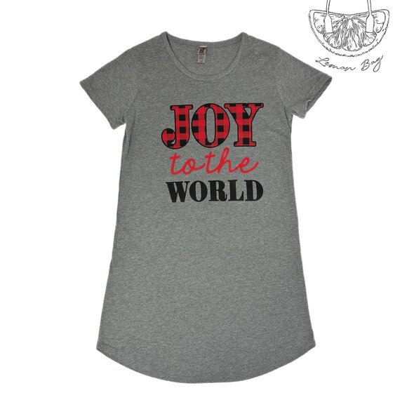 Instant Message / Long T-shirt Pajamas Graphic Christmas/ Size S / Color Grey - Picture 2 of 4